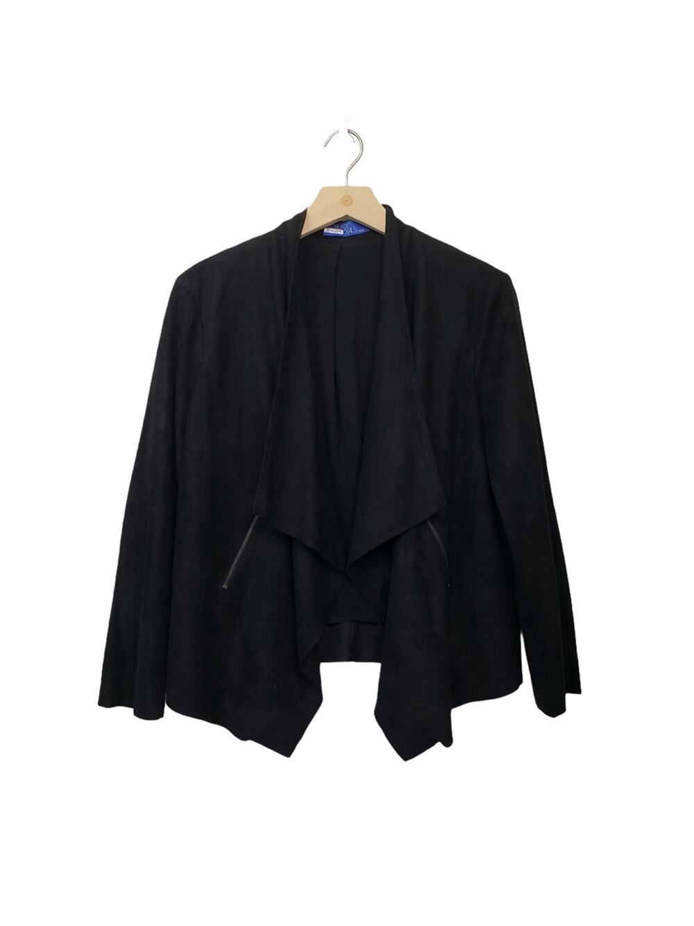 Rustic Royals Womens Large Black Waterfall Blazer Jacket